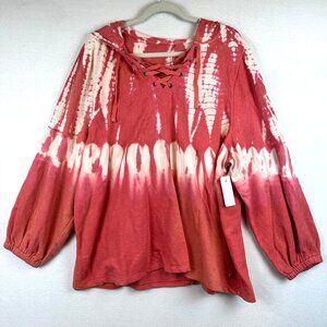 NWT LIVI by Lane Bryant Sweater 22/24 Tie Dye Hood Athleisure Lounge Beach 3X